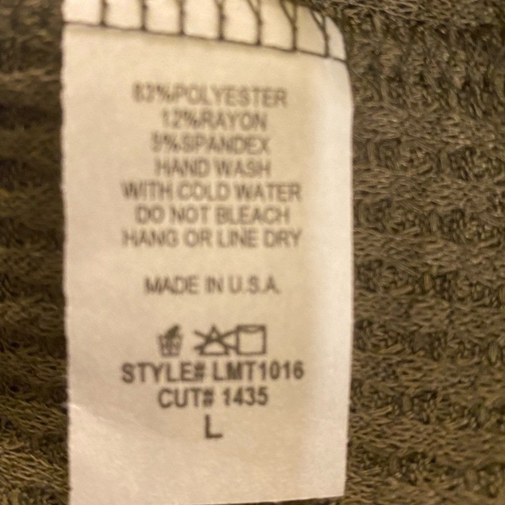 Lovely Melody Thermal Style Top Olive Green Sz L - Picture 4 of 5